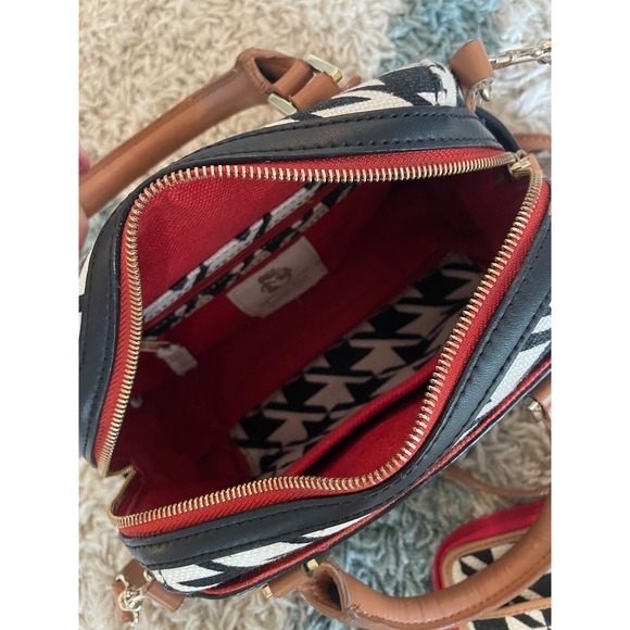 Spartina 449 Satchel Crossbody Bag Black Houndstooth Purse‎ - Picture 5 of 6